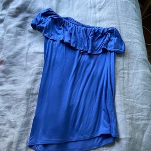 Lily Pulitzer Blue One shoulder ruffle top